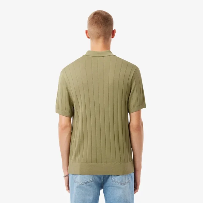 Pull à col polo en maille côtelée fluide pour homme Pull à col polo en maille côtelée fluide pour homme