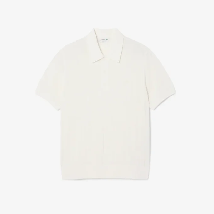 Pull à col polo en maille côtelée fluide pour homme Pull à col polo en maille côtelée fluide pour homme