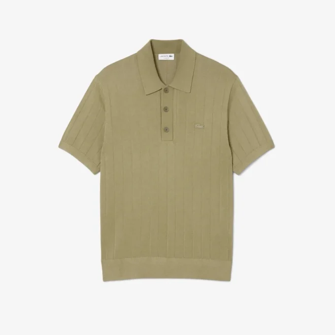 Pull à col polo en maille côtelée fluide pour homme Pull à col polo en maille côtelée fluide pour homme