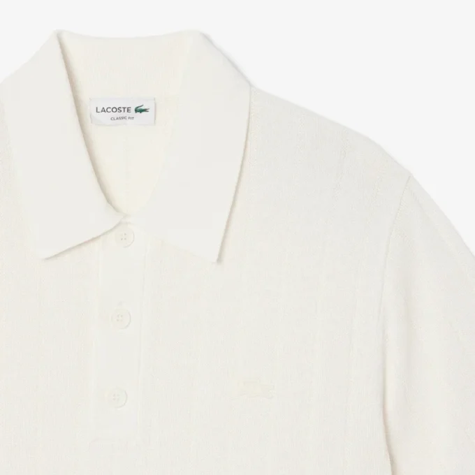 Pull à col polo en maille côtelée fluide pour homme Pull à col polo en maille côtelée fluide pour homme