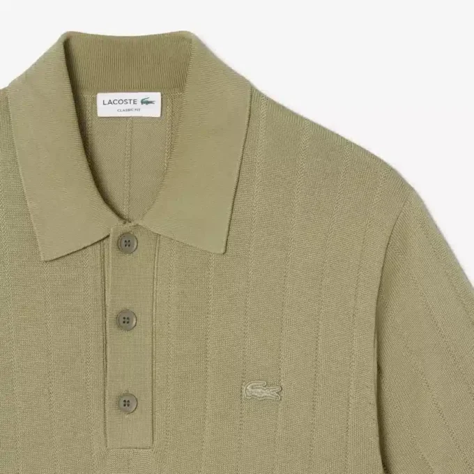 Pull à col polo en maille côtelée fluide pour homme Pull à col polo en maille côtelée fluide pour homme