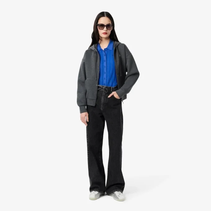 Pull à col polo en maille côtelée pour femme Pull à col polo en maille côtelée pour femme
