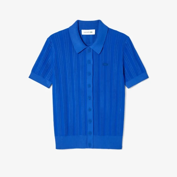Pull à col polo en maille côtelée pour femme Pull à col polo en maille côtelée pour femme