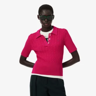 Pull à col polo en maille torsadée Runway