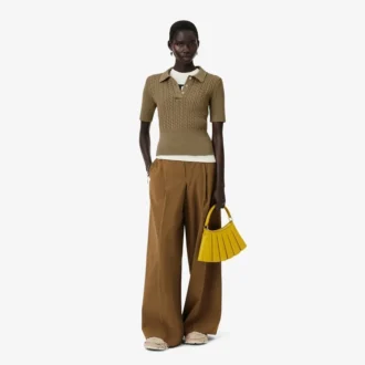 Pull à col polo en maille torsadée Runway