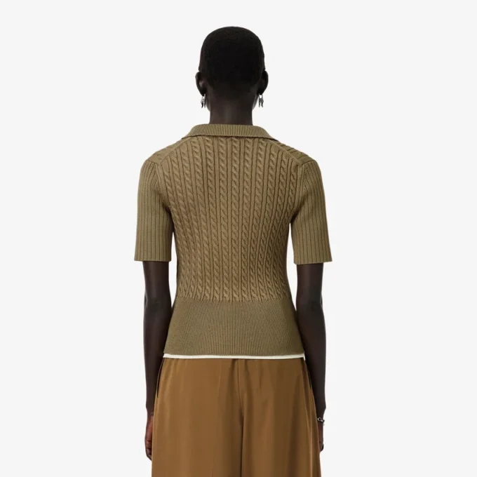 Pull à col polo en maille torsadée Runway