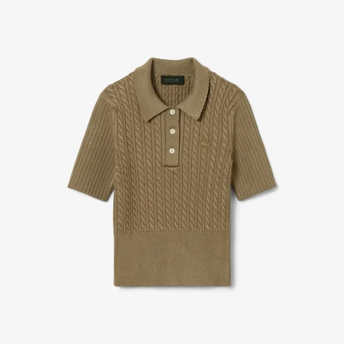 Pull à col polo en maille torsadée Runway