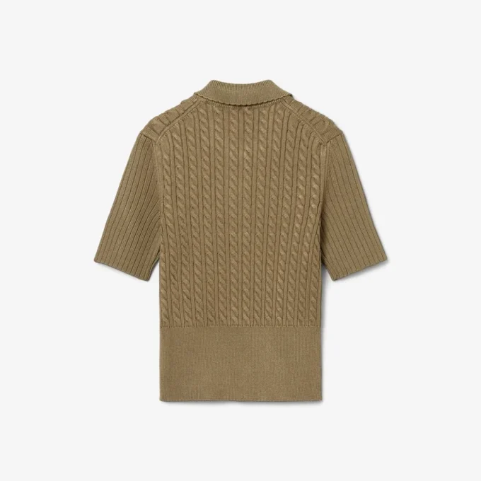Pull à col polo en maille torsadée Runway