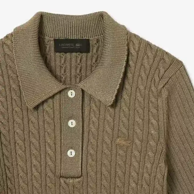 Pull à col polo en maille torsadée Runway