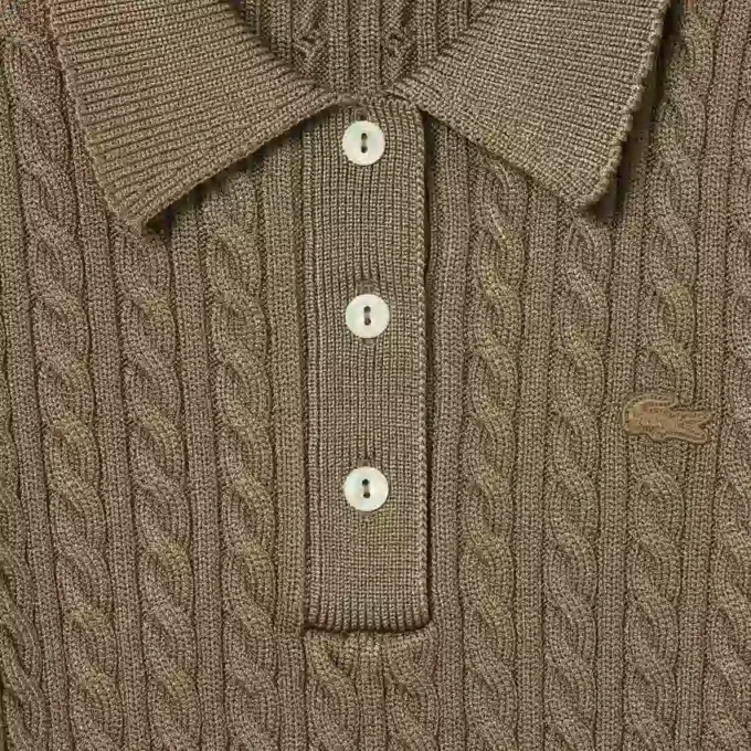Pull à col polo en maille torsadée Runway