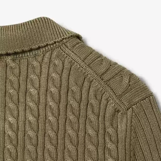 Pull à col polo en maille torsadée Runway