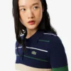 Pull à col polo rayé pour femme, fabriqué en France Pull à col polo rayé pour femme, fabriqué en France