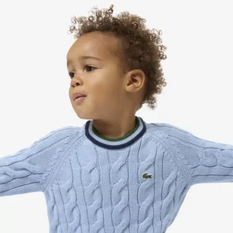 Pull à col rond en coton et laine pour garçon