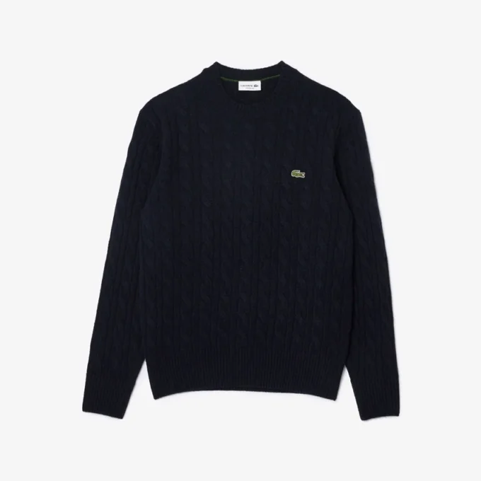 Pull à col rond en laine tricotée torsadée pour homme Pull à col rond en laine tricotée torsadée pour homme