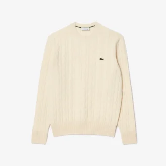 Pull à col rond en laine tricotée torsadée pour homme