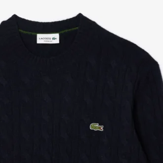 Pull à col rond en laine tricotée torsadée pour homme