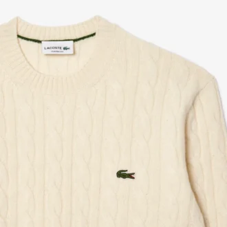 Pull à col rond en laine tricotée torsadée pour homme