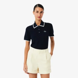 Pull de golf à col polo et manches courtes pour femme
