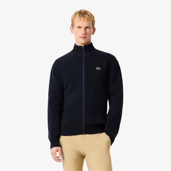Pull de Golf zippé en maille côtelée pour homme Pull de Golf zippé en maille côtelée pour homme