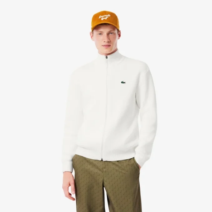 Pull de Golf zippé en maille côtelée pour homme Pull de Golf zippé en maille côtelée pour homme