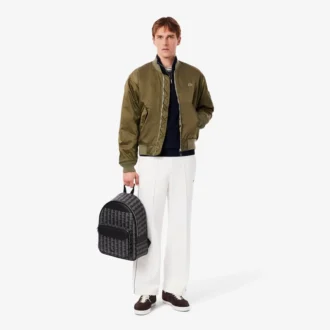 Pull en coton à col montant et fermeture éclair pour homme