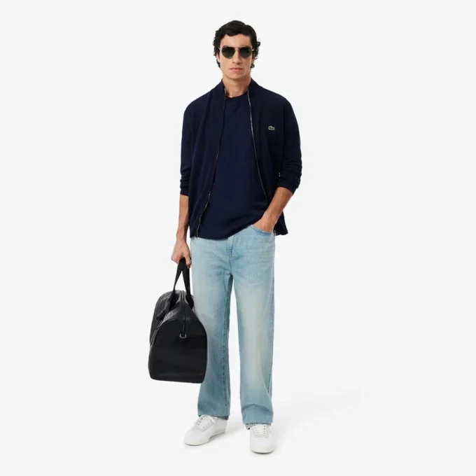Pull en coton à col montant et fermeture éclair pour homme Pull en coton à col montant et fermeture éclair pour homme