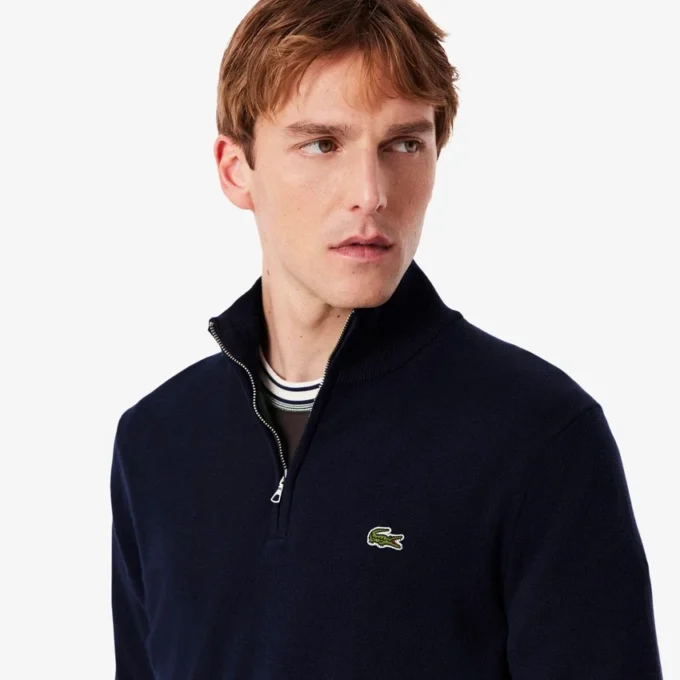 Pull en coton à col montant et fermeture éclair pour homme Pull en coton à col montant et fermeture éclair pour homme