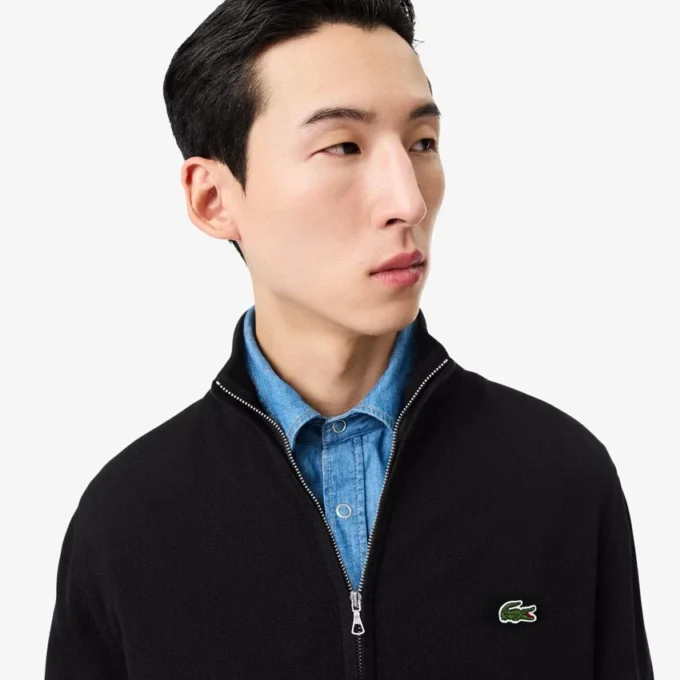 Pull en coton à col montant et fermeture éclair pour homme Pull en coton à col montant et fermeture éclair pour homme