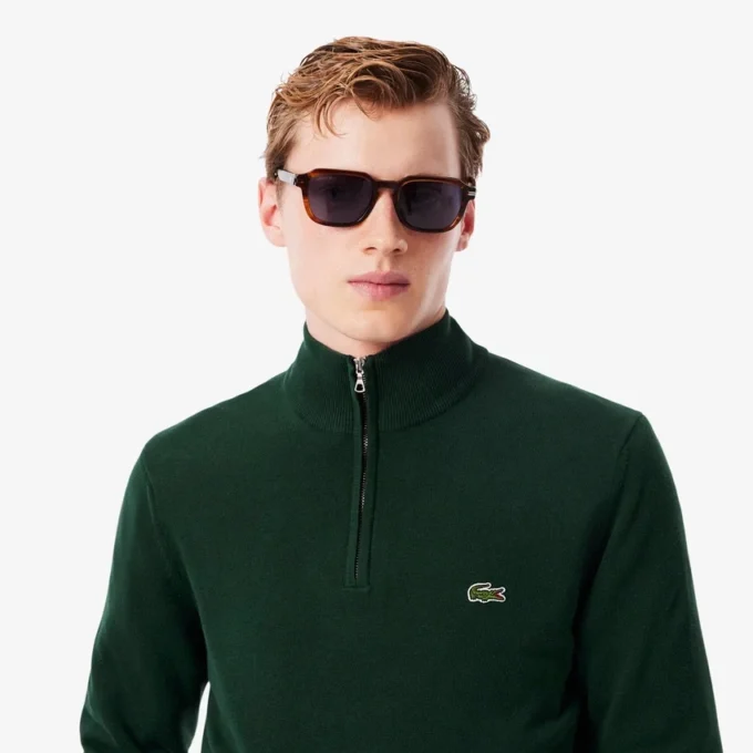 Pull en coton à col montant et fermeture éclair pour homme Pull en coton à col montant et fermeture éclair pour homme