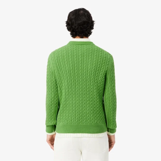 Pull en coton à mailles torsadées pour homme Pull en coton à mailles torsadées pour homme