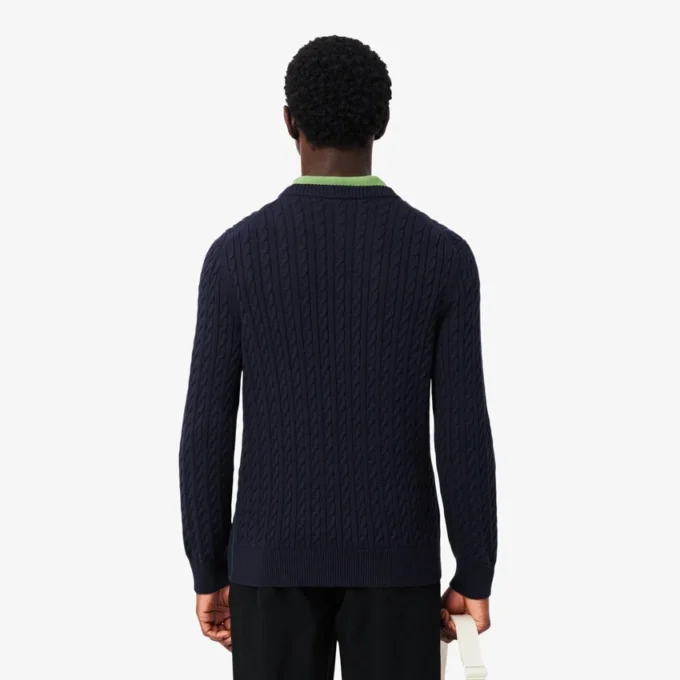 Pull en coton à mailles torsadées pour homme Pull en coton à mailles torsadées pour homme