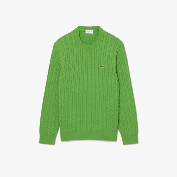 Pull en coton à mailles torsadées pour homme Pull en coton à mailles torsadées pour homme