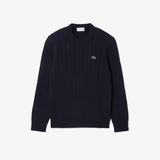 Pull en coton à mailles torsadées pour homme Pull en coton à mailles torsadées pour homme