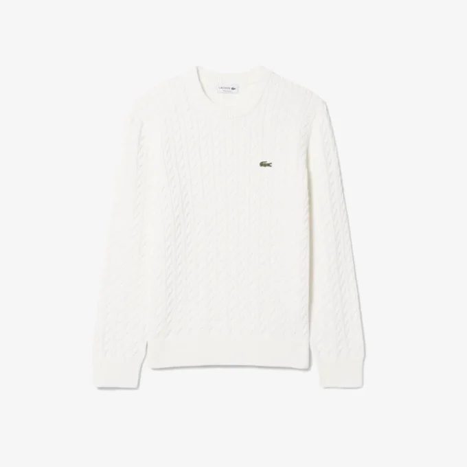 Pull en coton à mailles torsadées pour homme Pull en coton à mailles torsadées pour homme