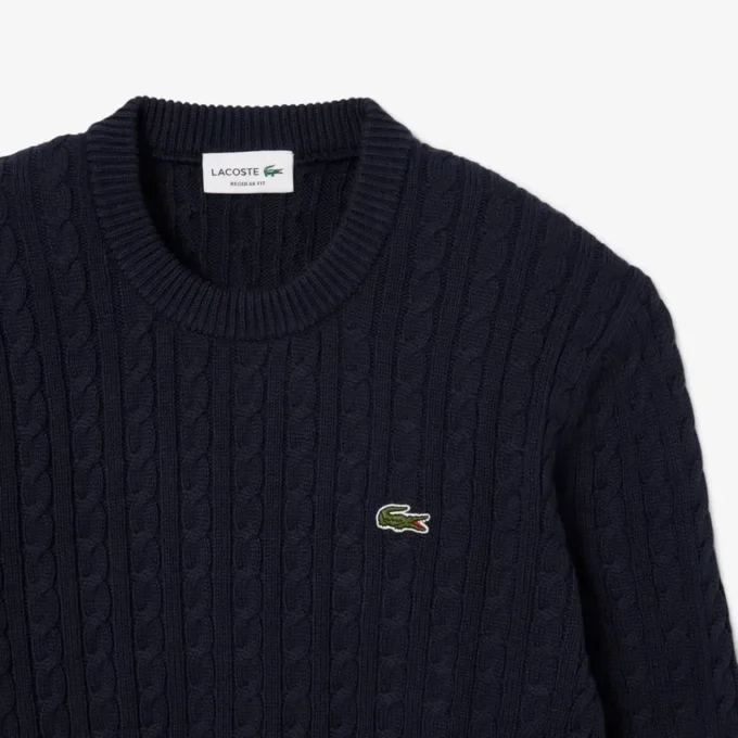 Pull en coton à mailles torsadées pour homme Pull en coton à mailles torsadées pour homme