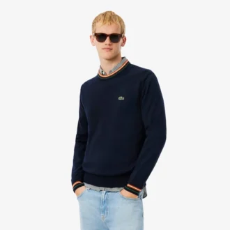 Pull en jersey de coton rayé pour homme