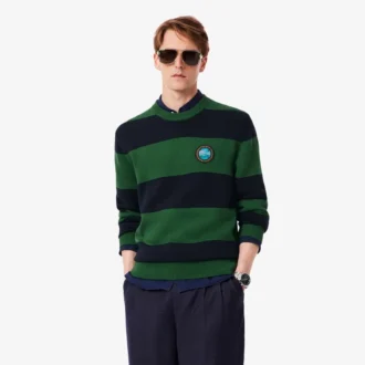 Pull en jersey de coton rayé pour homme
