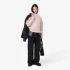 Pull en laine à col montant effet patchwork pour femme