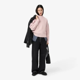 Pull en laine à col montant effet patchwork pour femme
