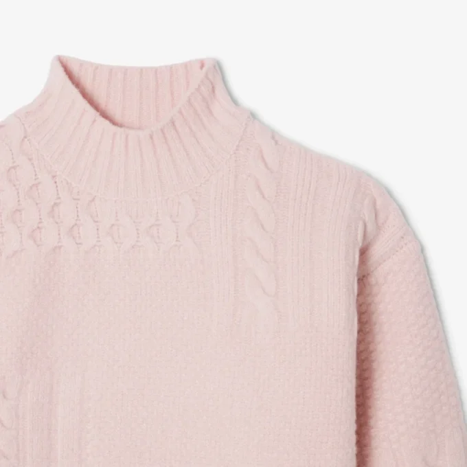 Pull en laine à col montant effet patchwork pour femme