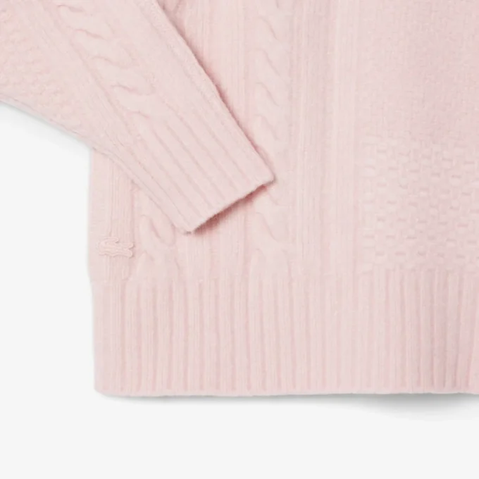 Pull en laine à col montant effet patchwork pour femme