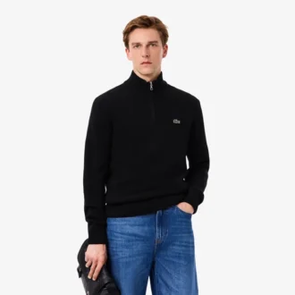 Pull en laine à col montant et fermeture éclair pour homme