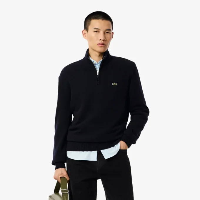 Pull en laine à col montant et fermeture éclair pour homme Pull en laine à col montant et fermeture éclair pour homme
