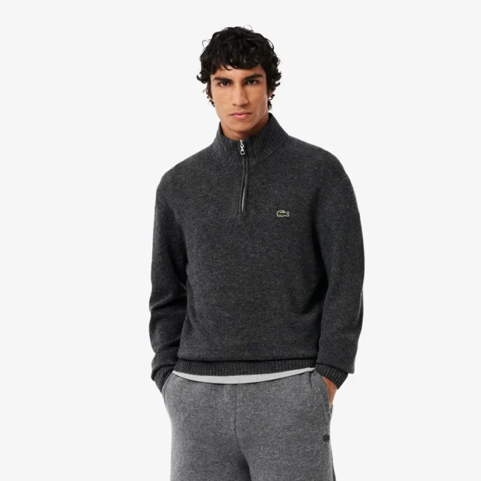 Pull en laine à col montant et fermeture éclair pour homme Pull en laine à col montant et fermeture éclair pour homme