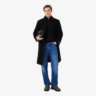 Pull en laine à col montant et fermeture éclair pour homme
