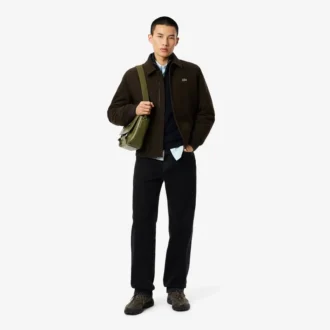 Pull en laine à col montant et fermeture éclair pour homme