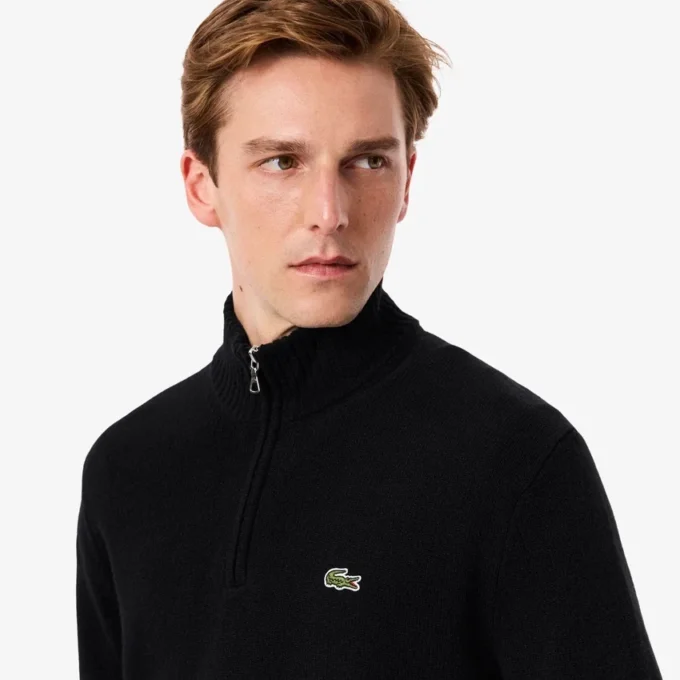 Pull en laine à col montant et fermeture éclair pour homme Pull en laine à col montant et fermeture éclair pour homme