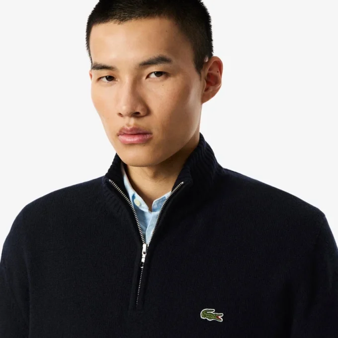 Pull en laine à col montant et fermeture éclair pour homme Pull en laine à col montant et fermeture éclair pour homme