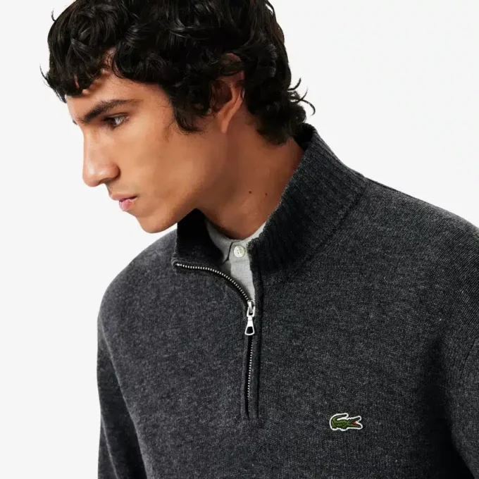 Pull en laine à col montant et fermeture éclair pour homme Pull en laine à col montant et fermeture éclair pour homme