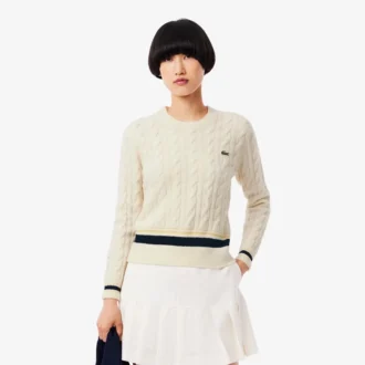 Pull en laine à mailles torsadées pour femme